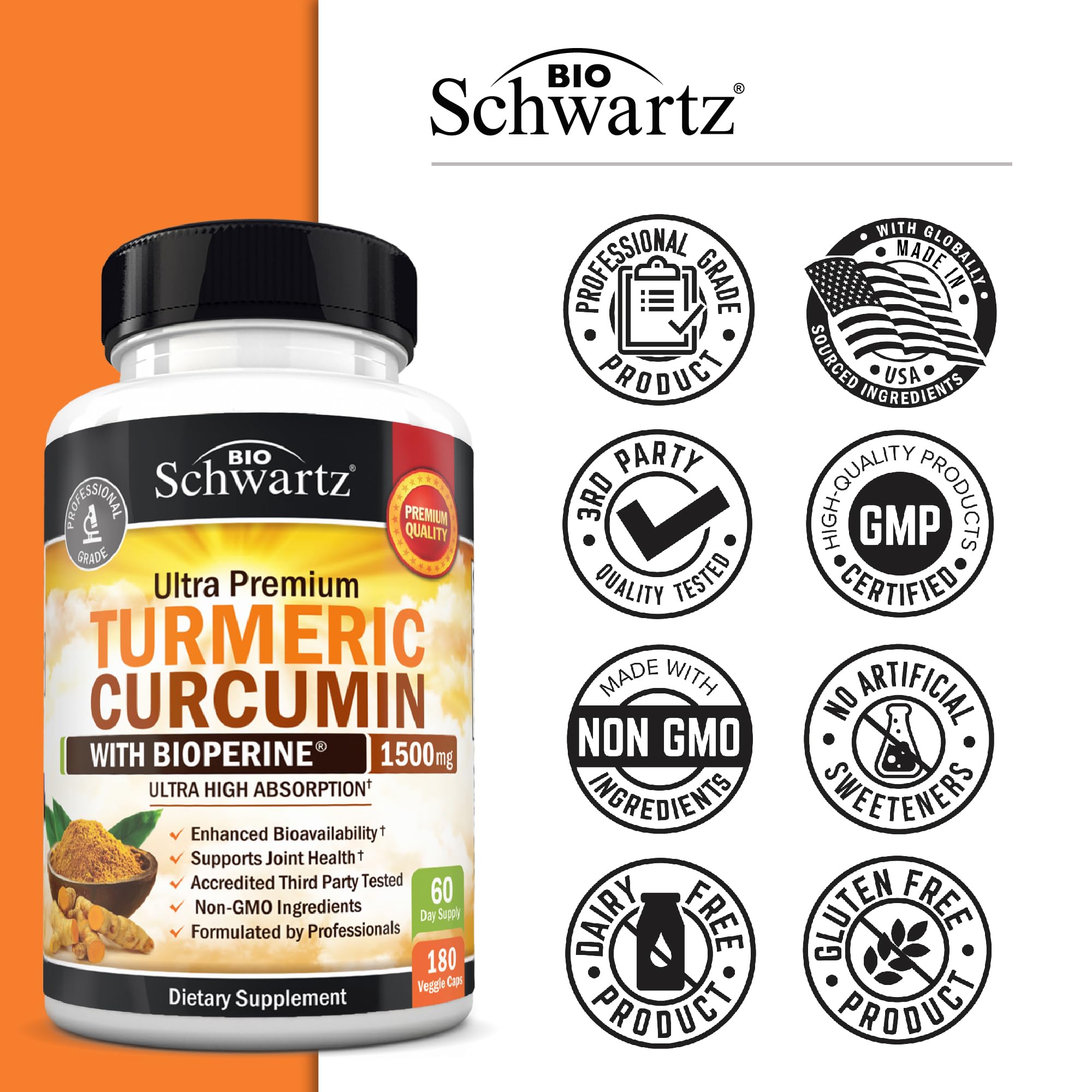 180 vegan capsules container of turmeric curcumin