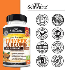 180 vegan capsules container of turmeric curcumin
