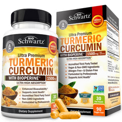 Turmeric Curcumin 1500mg with BioPerine bottle on white background