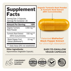 90 vegan capsules of turmeric curcumin with BioPerine