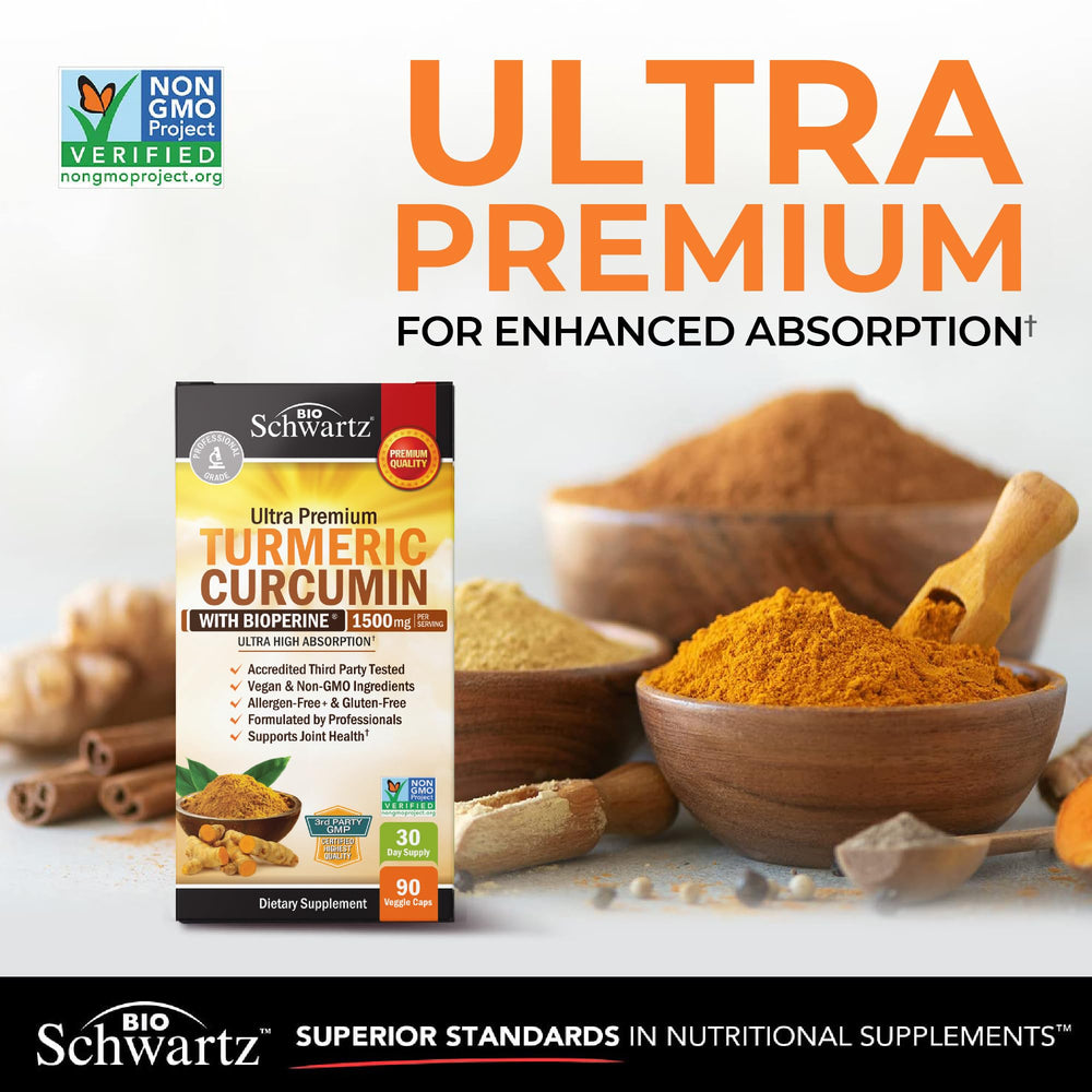 Close-up of turmeric powder and capsules showing potency