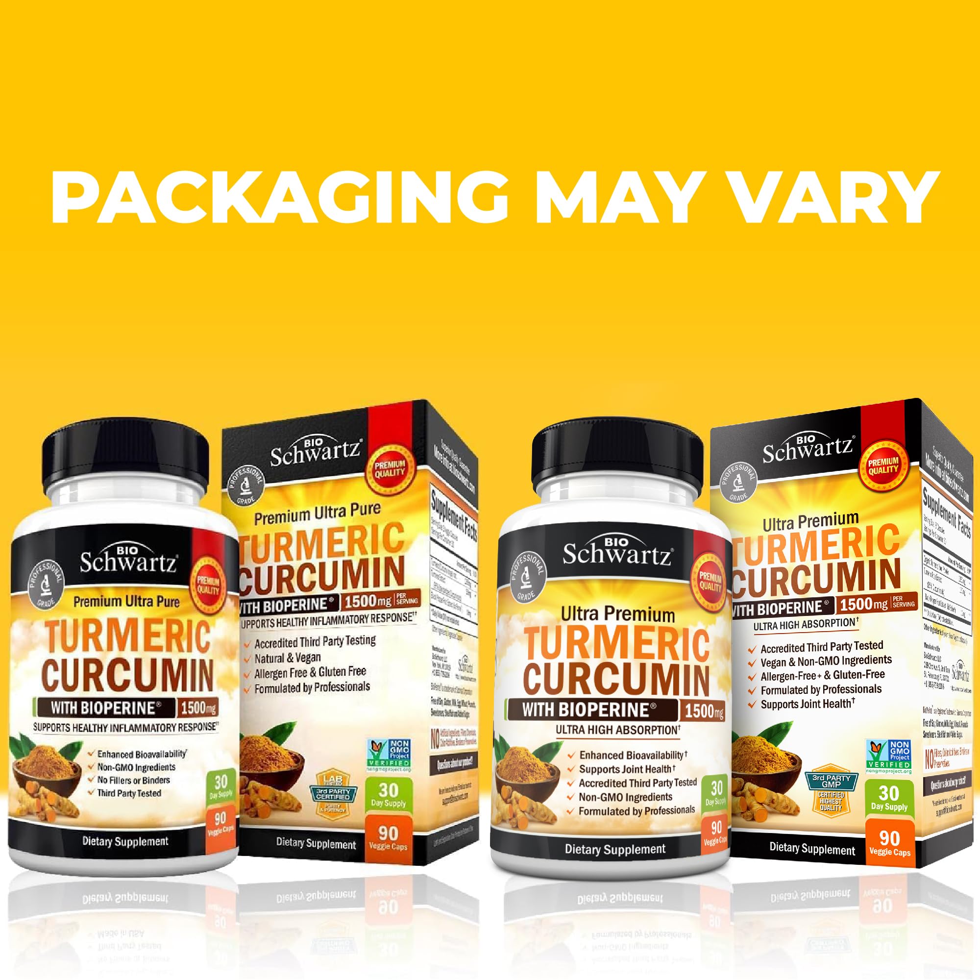 Non-GMO turmeric curcumin vegan capsules on white