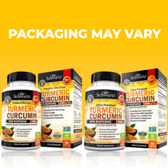 Non-GMO turmeric curcumin vegan capsules on white