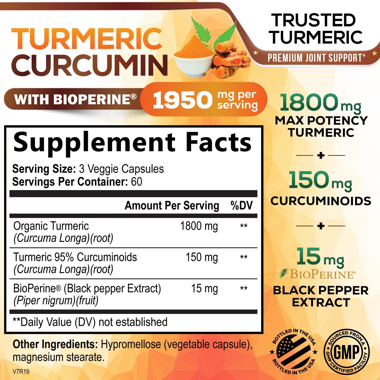 Label close-up showing 95% curcuminoids