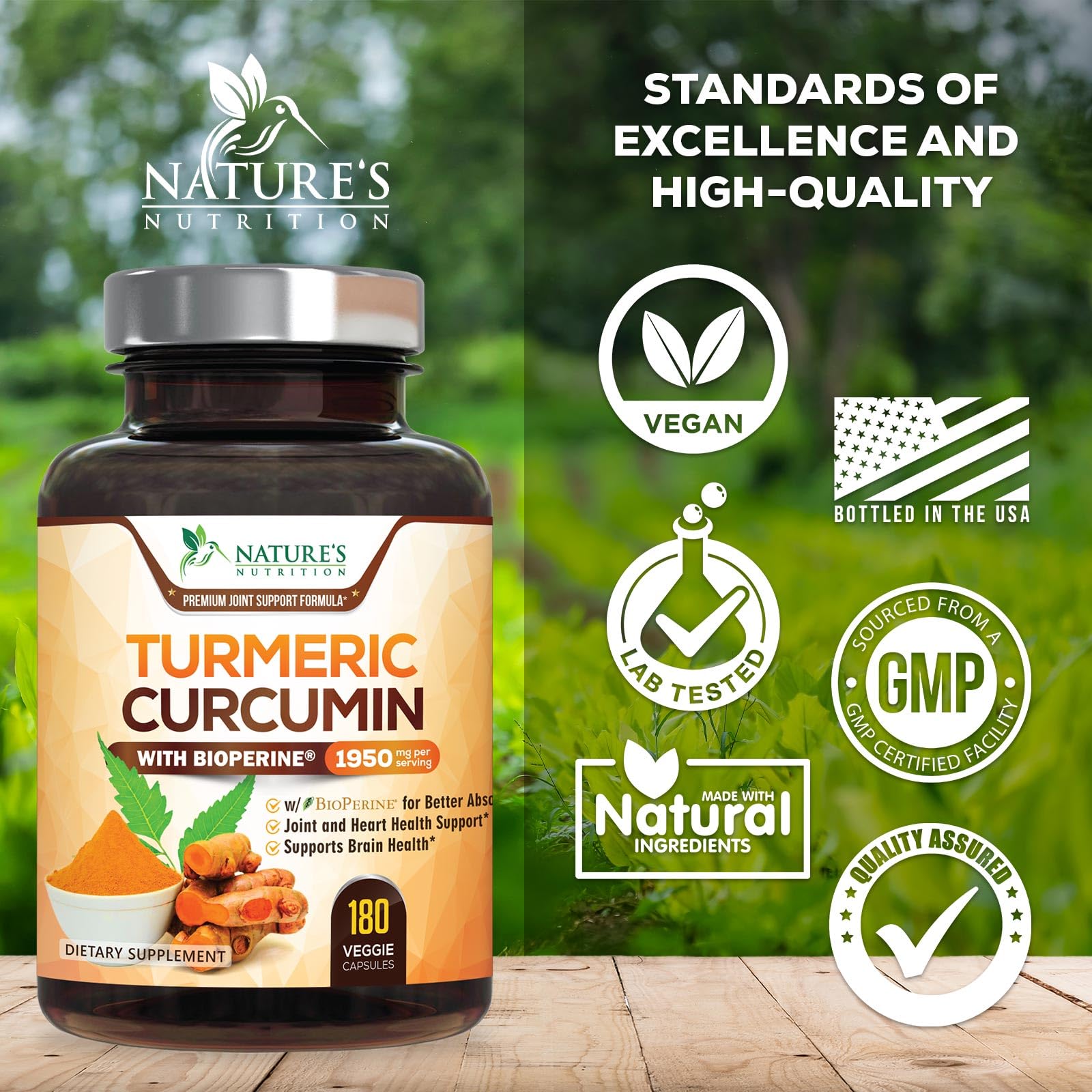 Capsules filled with Turmeric Curcumin 1950mg
