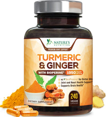 Front view of Turmeric Curcumin 1950mg bottle