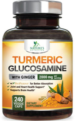 Turmeric Curcumin 2000mg with Glucosamine and Ginger – 240 capsules (USA made)