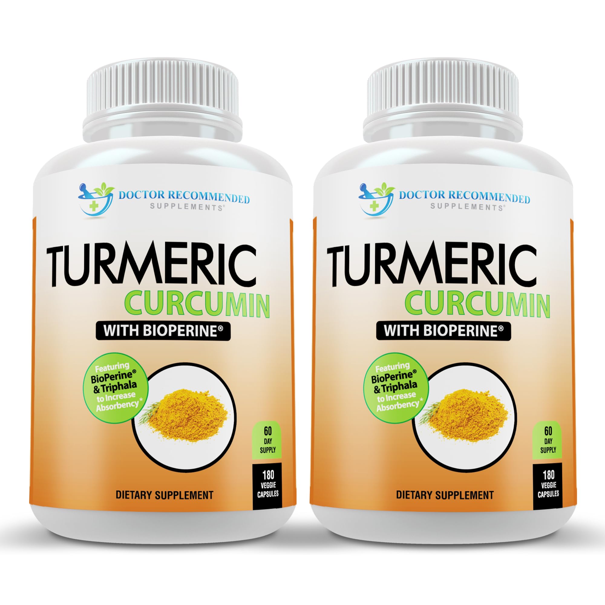 Front view of Turmeric Curcumin 2250mg Veggie Caps bottle - Pack of 2