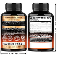 Close-up of turmeric-curcumin capsules showing 2365mg formula