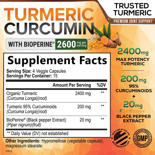 Turmeric Curcumin 95% curcuminoids with BioPerine
