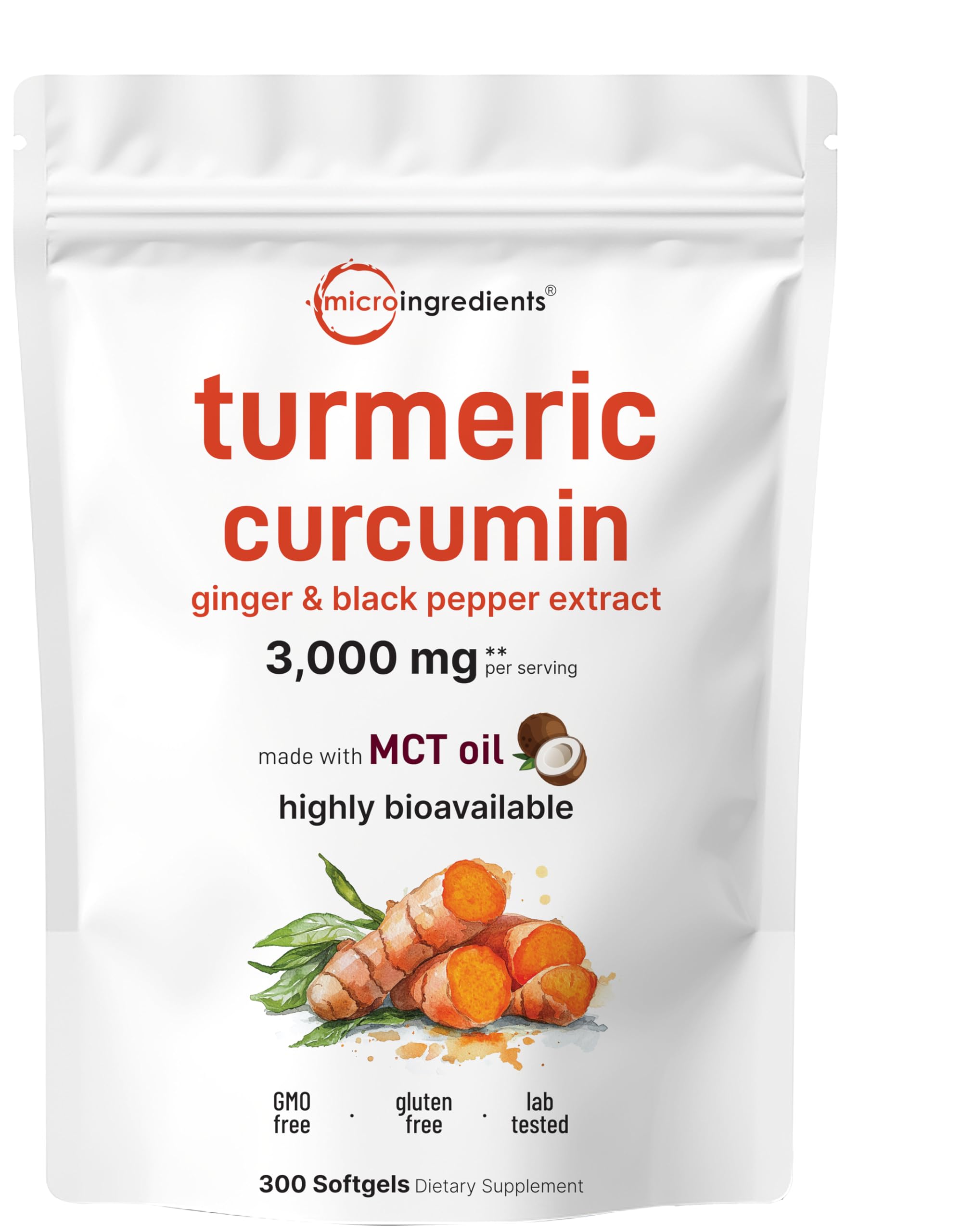 Turmeric Curcumin 3000mg with black pepper and ginger softgels