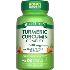 Bottle of Nature's Truth Turmeric Curcumin 500mg with Black Pepper Extract, 120 capsules