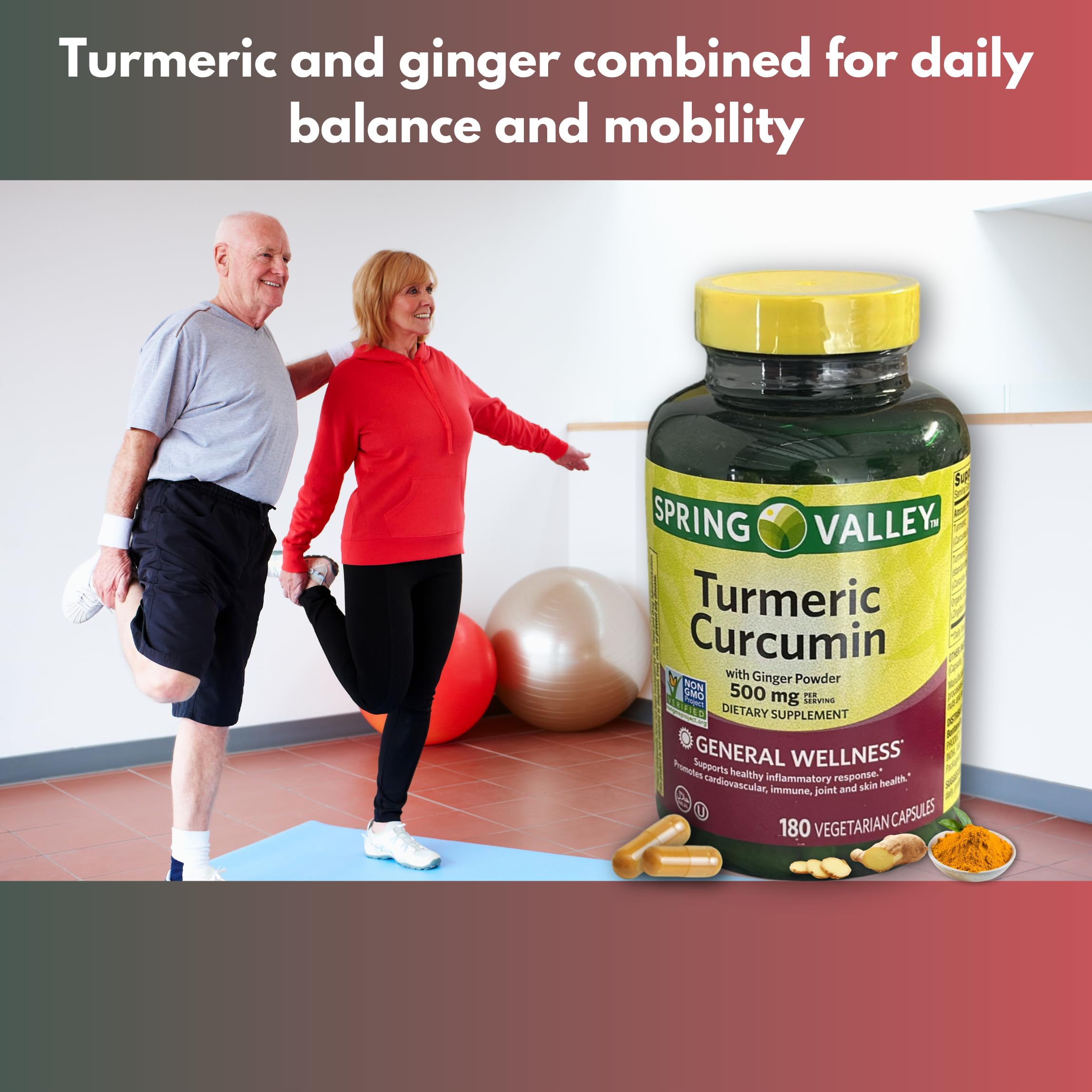 Close-up of Turmeric Curcumin capsules