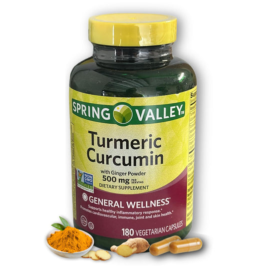 Turmeric Curcumin 500mg with Black Pepper bottle and label
