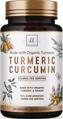 Bottle of Turmeric Curcumin 95% Curcuminoids with BioPerine 360 capsules