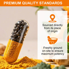 Curcumin capsules showing 95% curcuminoids