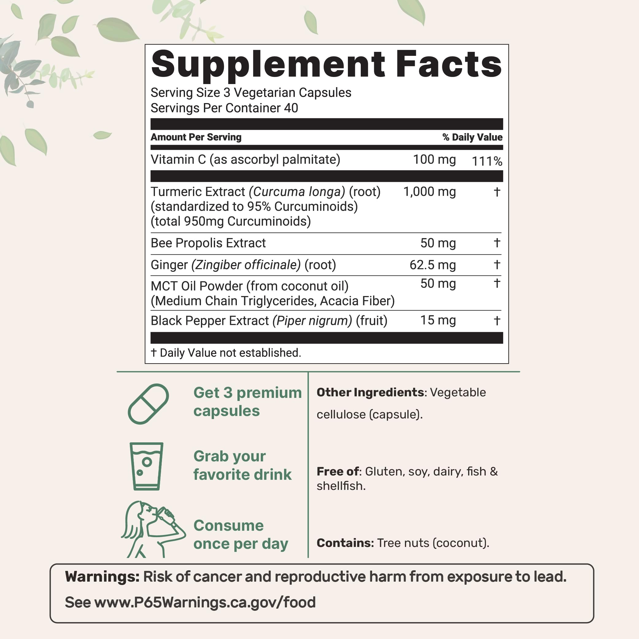 Graphic showing 95% curcuminoids in turmeric