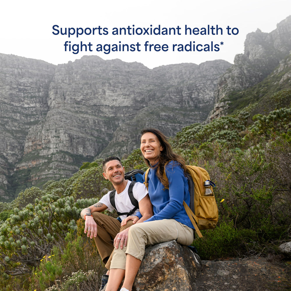 Product label highlighting antioxidant benefits