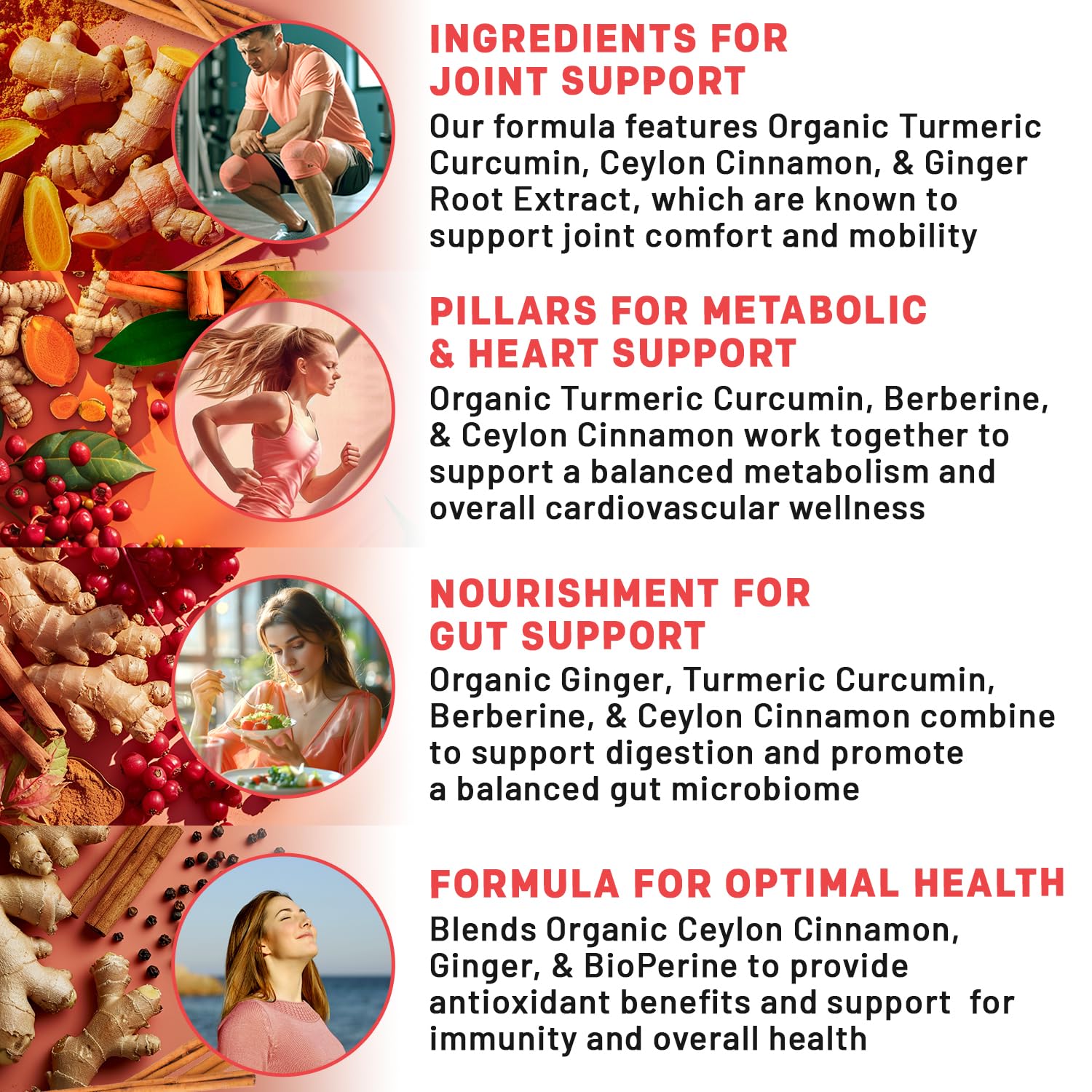 Organic turmeric capsules with Berberine, Cinnamon and Ginger for gut health