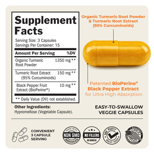 Close-up of orange turmeric curcumin capsules