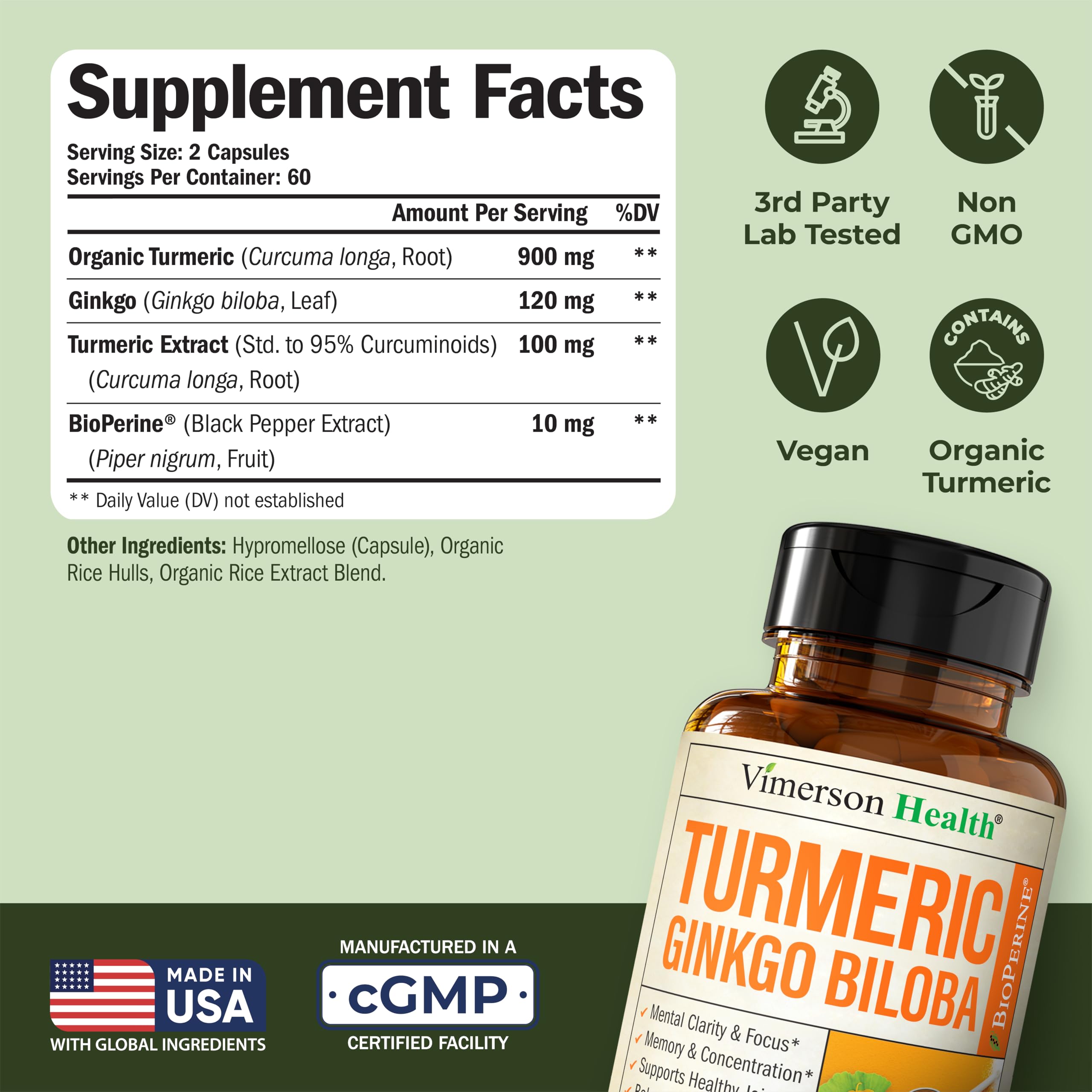 Bottle of Turmeric Curcumin with Black Pepper (BioPerine)