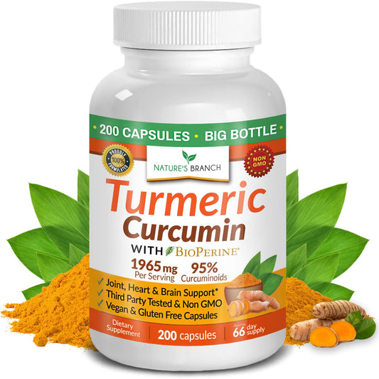 Bottle of Turmeric Curcumin with Black Pepper and 200 Capsules