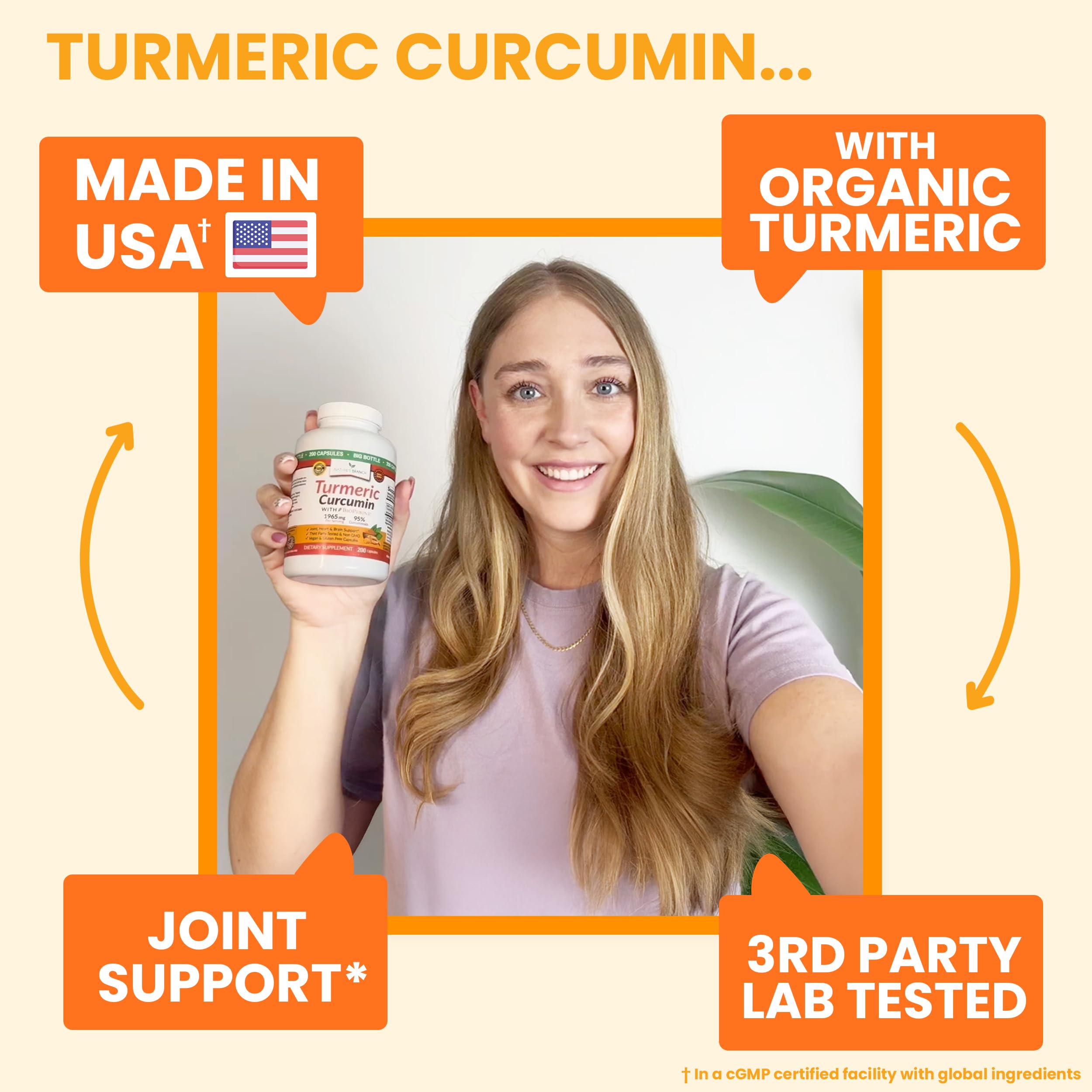 Close-up of Turmeric Curcumin capsules in a jar