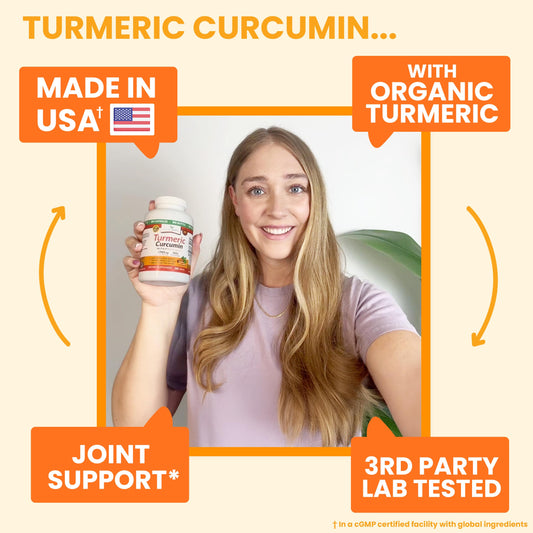 Close-up of Turmeric Curcumin capsules in a jar