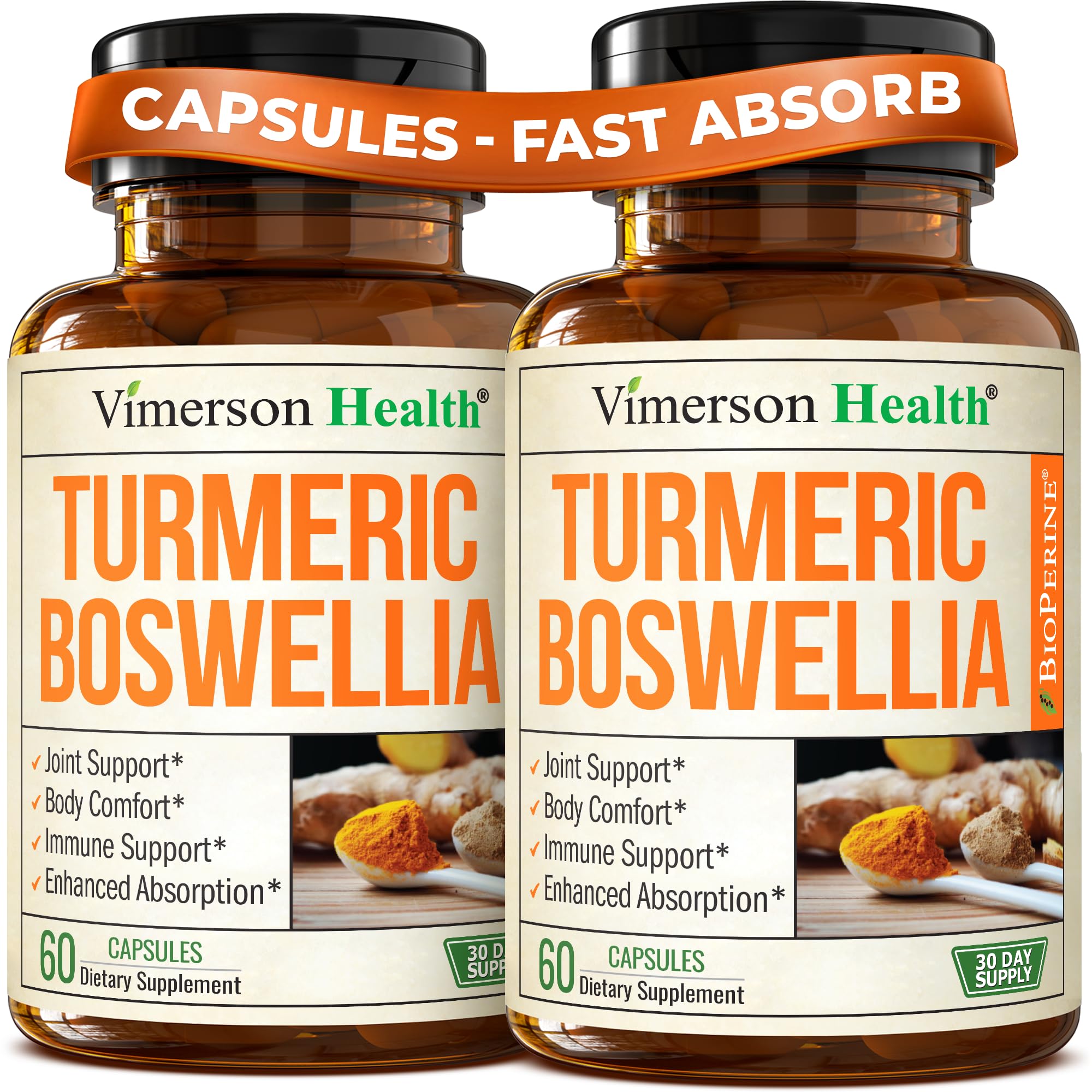 Turmeric Curcumin with Boswellia Serrata and Ginger Root 2-pack capsules