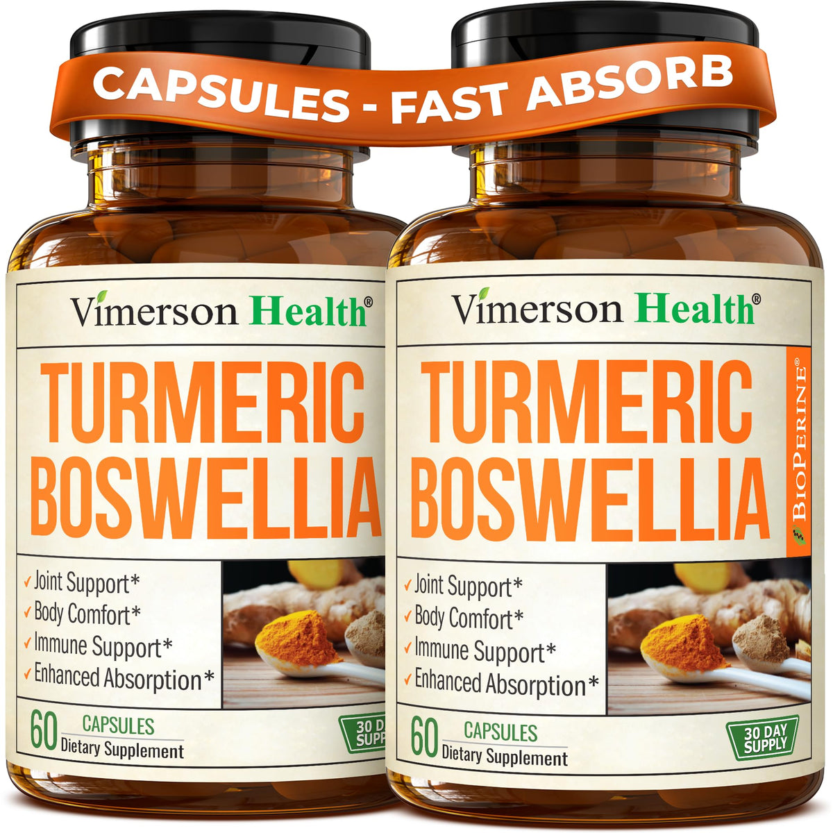Turmeric Curcumin with Boswellia Serrata and Ginger Root 2-pack capsules