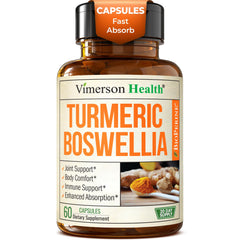 Bottle of Turmeric Curcumin with Boswellia and Ginger with Black Pepper capsules