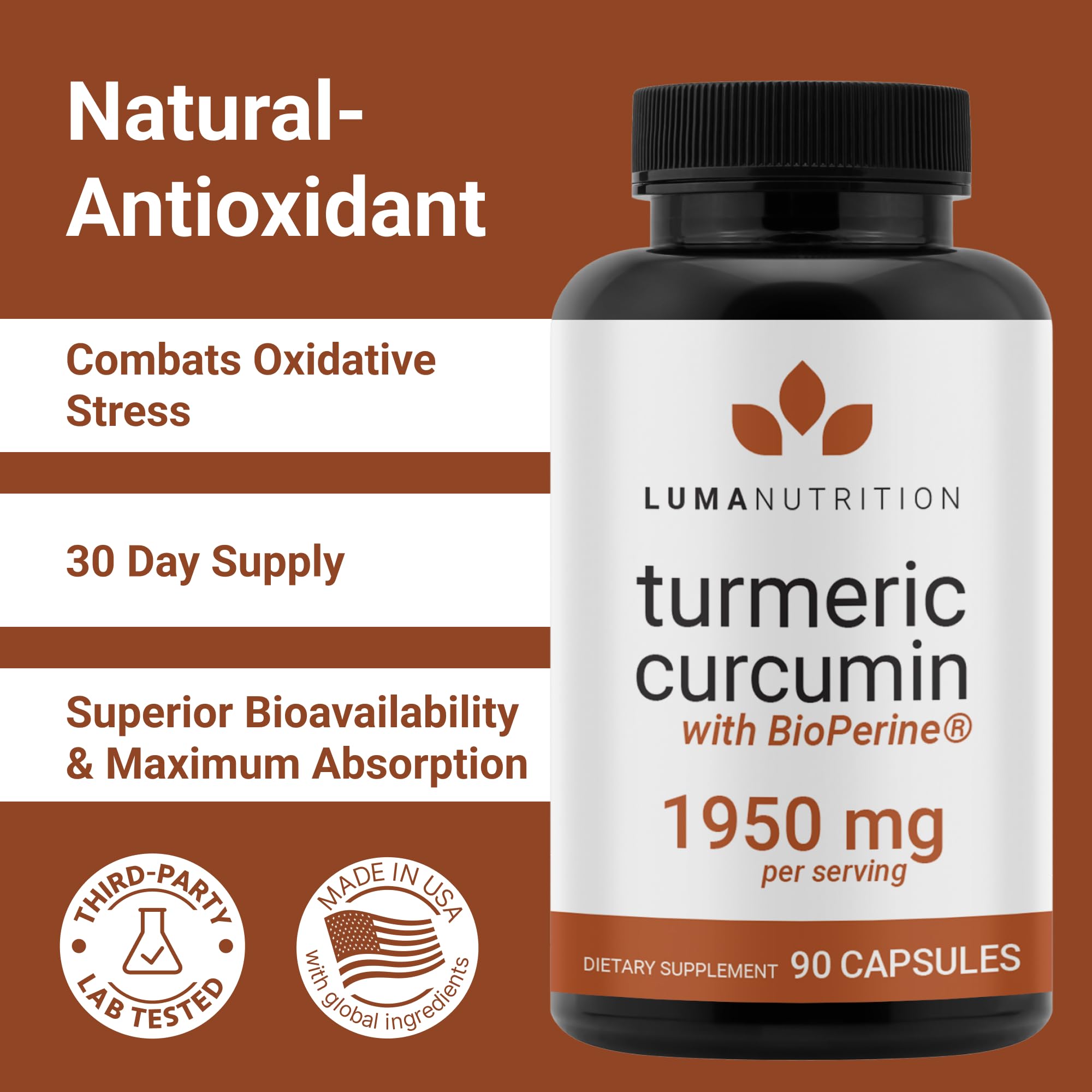 Turmeric Curcumin capsules with a peek inside the bottle