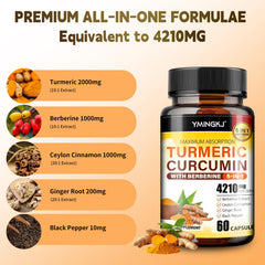 Capsules containing turmeric, ginger, and black pepper ingredients
