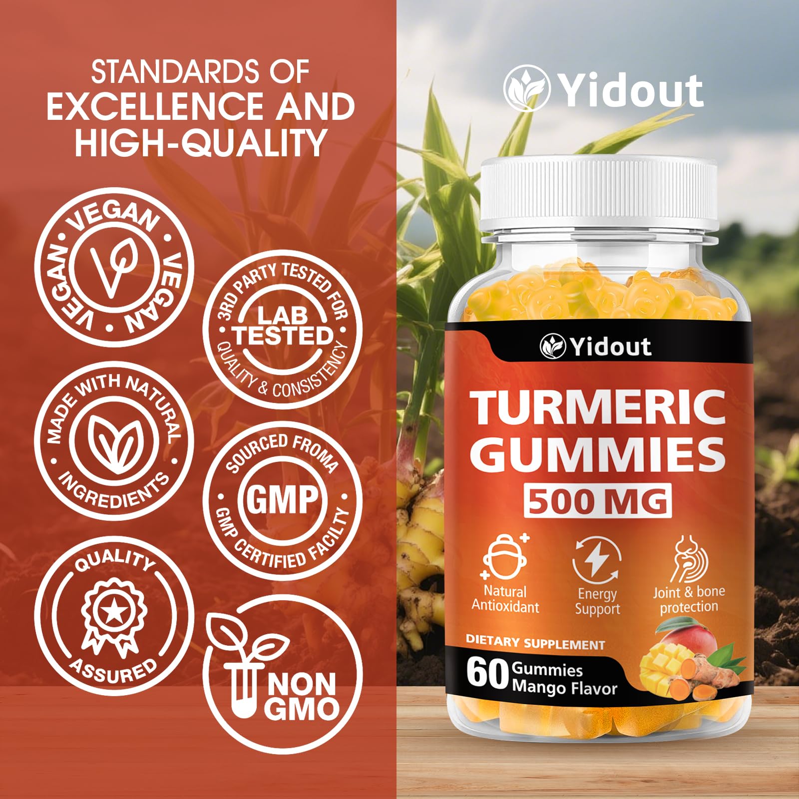 Ingredient highlights: turmeric, ginger, black pepper extract