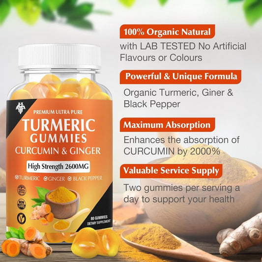Ginger and Black Pepper boosted turmeric gummies