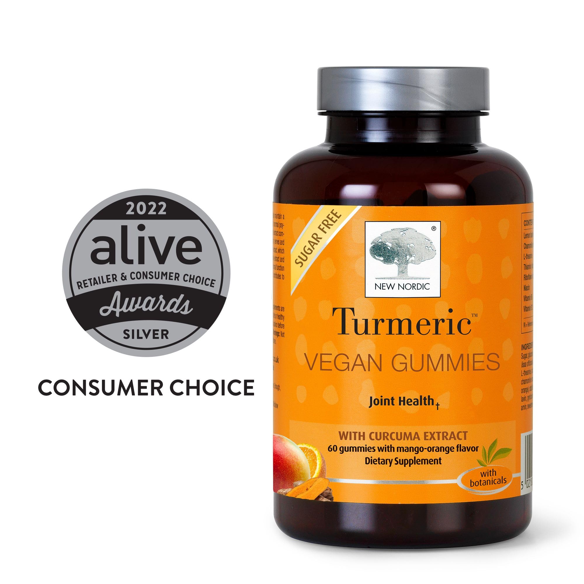 Nutrition facts showing 300 mg turmeric per daily serving