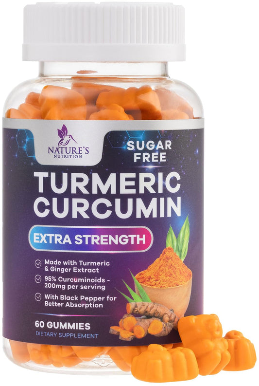 Turmeric Curcumin Gummies Peach bottle label