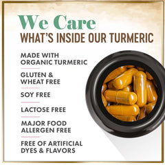 Close-up of turmeric curcumin ingredient label