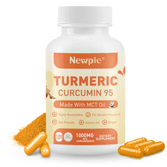 Turmeric Curcumin with MCT Oil bottle and capsules