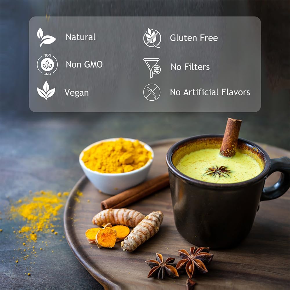 Front view of turmeric curcumin powder packaging