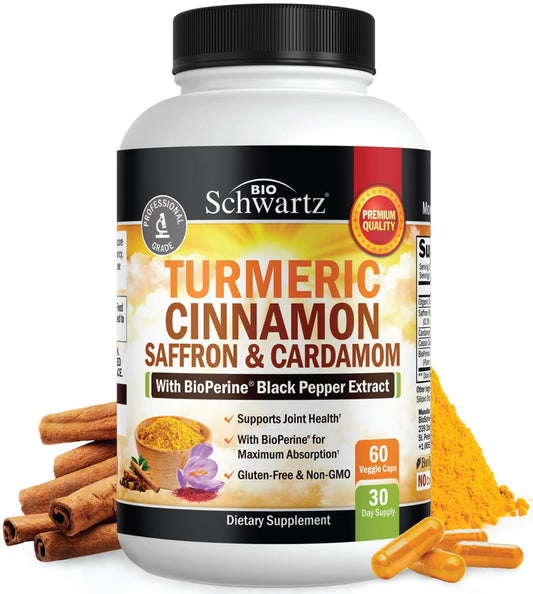 Turmeric Curcumin with Saffron Cinnamon Cardamom and BioPerine capsules
