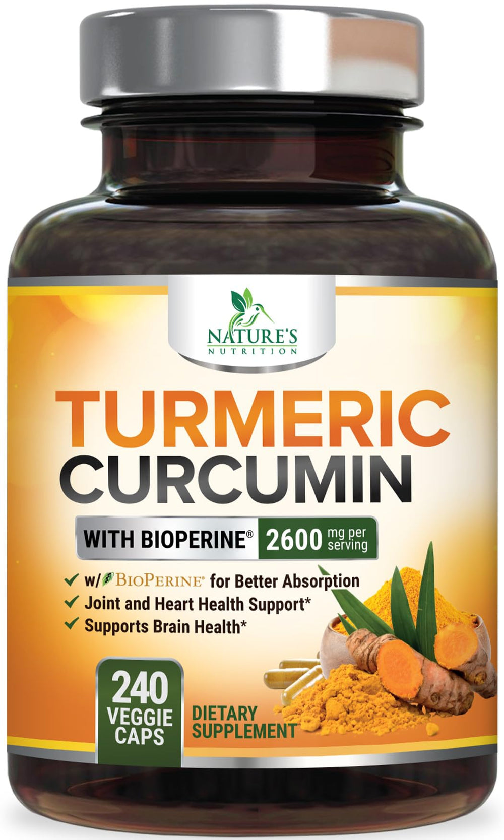 Turmeric Curcumin 2600mg bottle with 240 capsules
