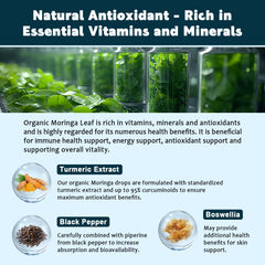 Turmeric curcuminoids boswellia moringa ingredients collage