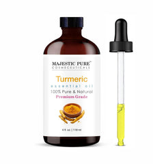 Majestic Pure Turmeric Essential Oil bottle with glass dropper