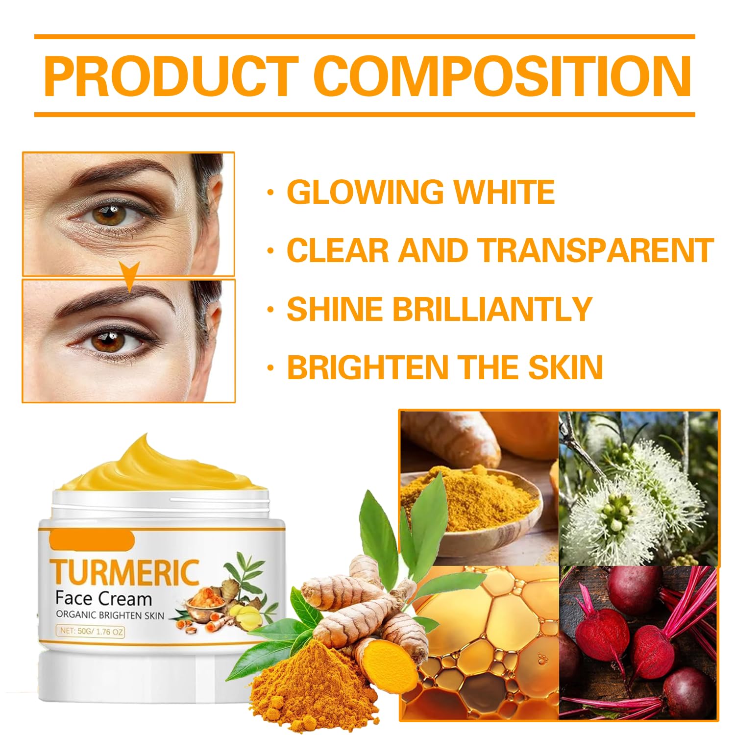 Turmeric Face Cream on hand demonstrates fast absorption and smooth finish