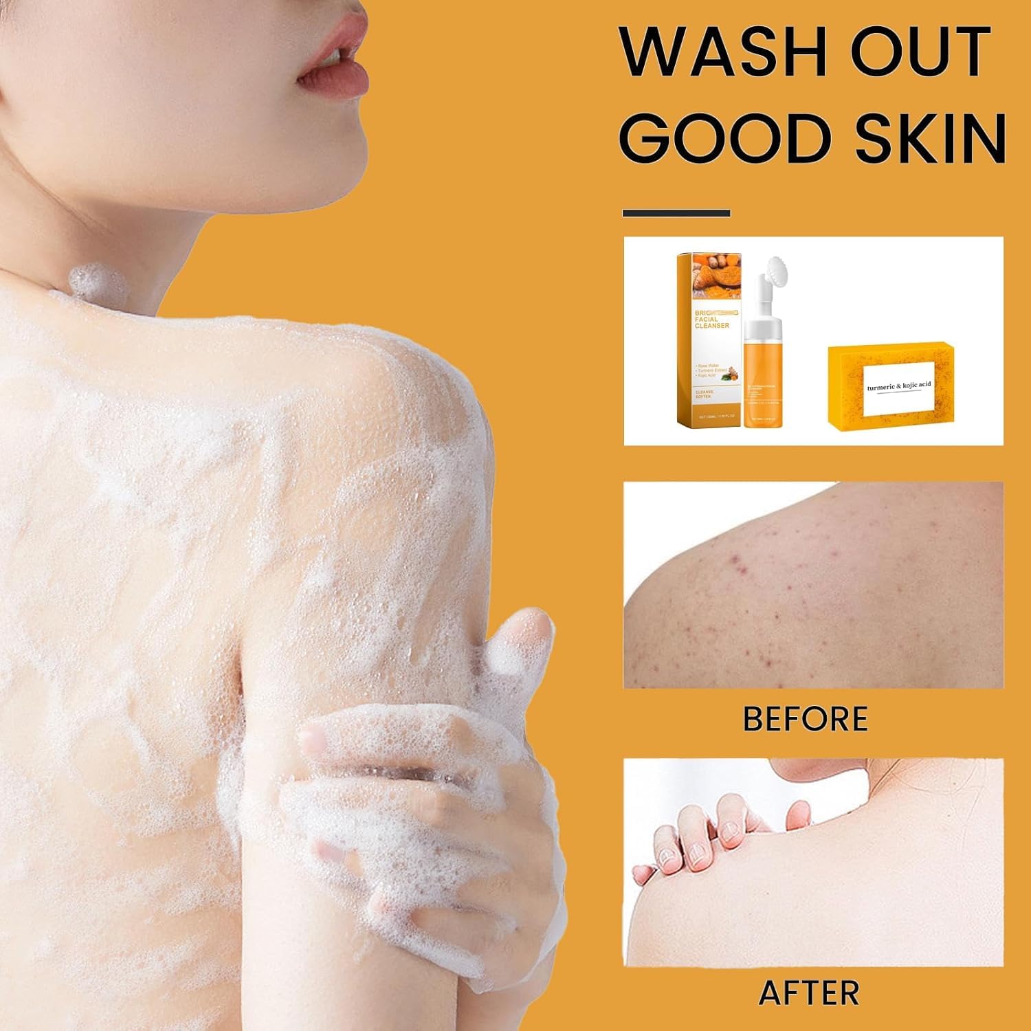 Turmeric face wash with brush: gentle cleansing for daily use