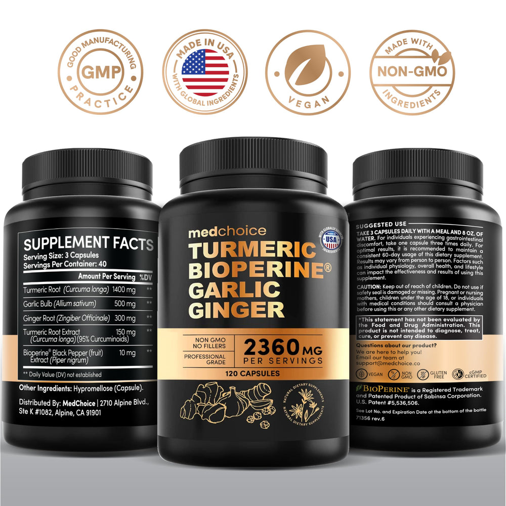 Ingredient list showing turmeric, garlic and BioPerine