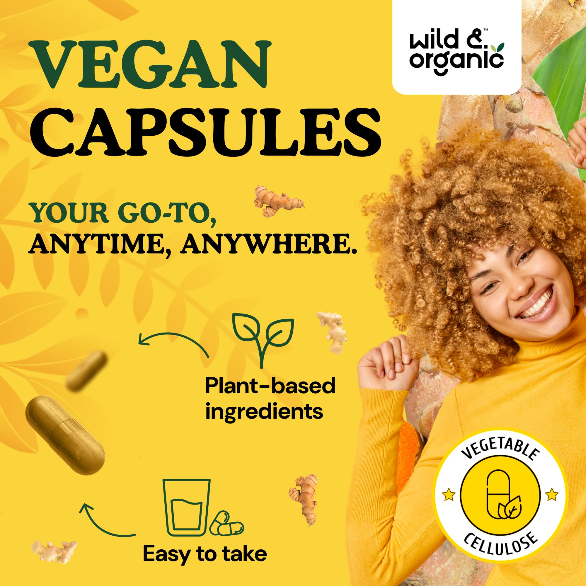 Turmeric and ginger capsules with black pepper ingredients