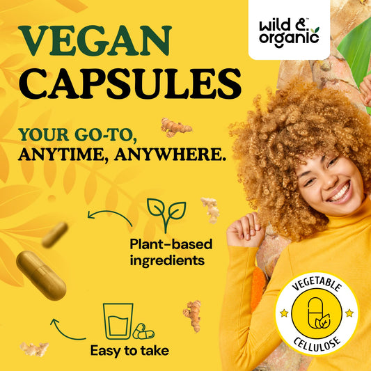 Turmeric and ginger capsules with black pepper ingredients