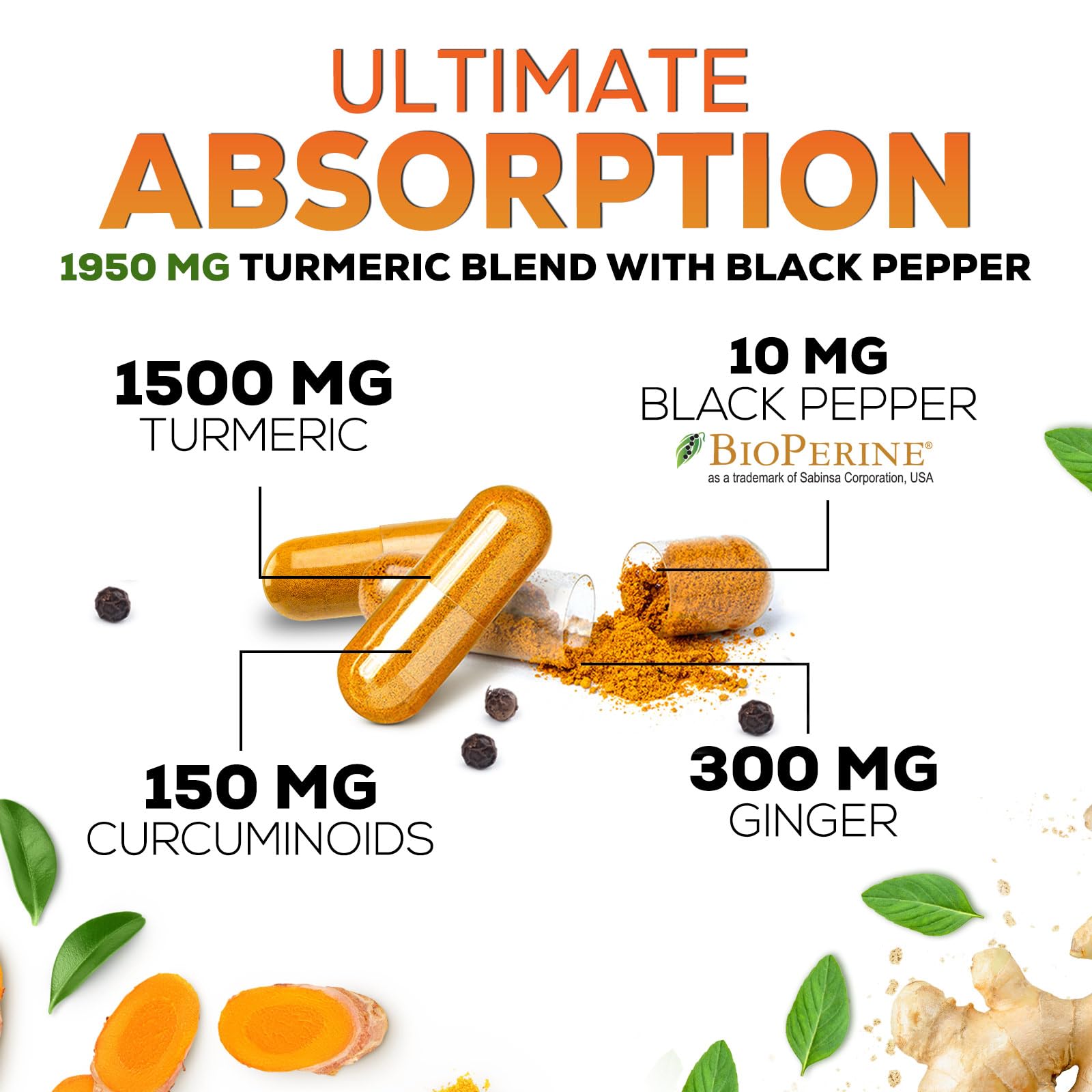 Turmeric-ginger capsules in a USA-printed bottle